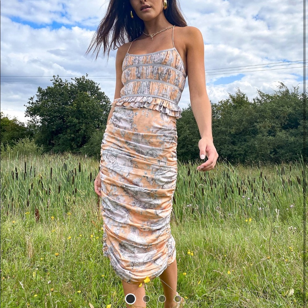 ASOS floral ruched midi dress